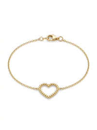 Pulsera de oro 14k diseño de corazón con bolitas Mod LM539 - 18 cm