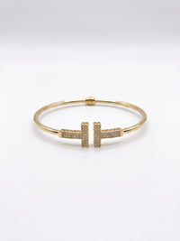 Brazalete de oro 14k tipo diseñador hueco mod 5749 - 18 cm