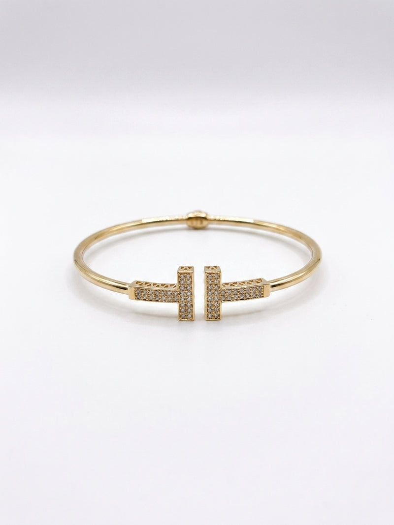 Brazalete de oro 14k tipo diseñador hueco mod 5749 - 18 cm