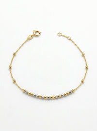 Pulsera de oro 14k diseño de bolitas florentinos pequeñas Mod LM538 - 18 cm