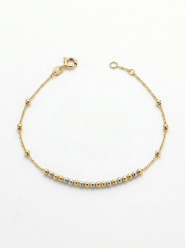 Pulsera de oro 14k diseño de bolitas florentinos pequeñas Mod LM538 - 18 cm