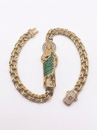Pulsera de oro 14k diseño San judas hueco Mod 5546 - 18 cm
