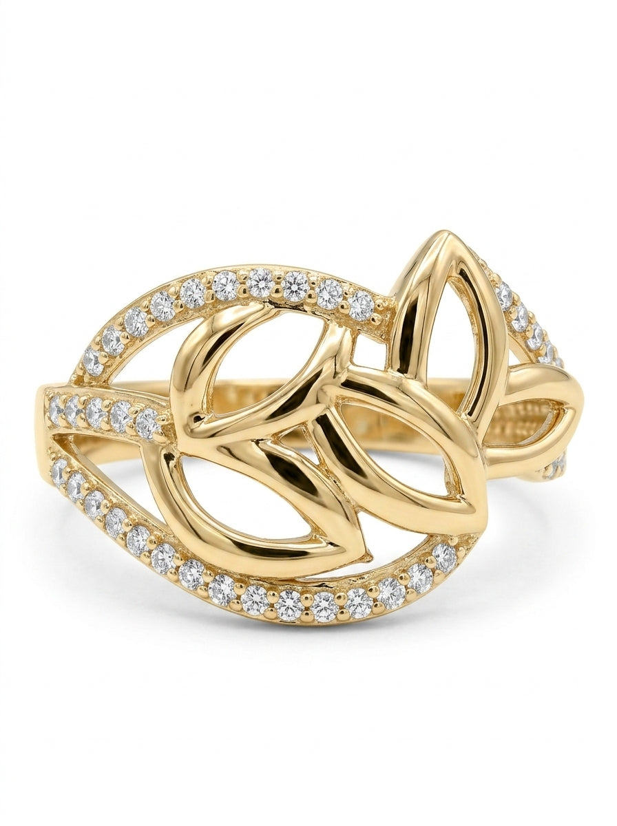 Anillo de oro 14k diseño de guirnaldas  con circonias mod 5586