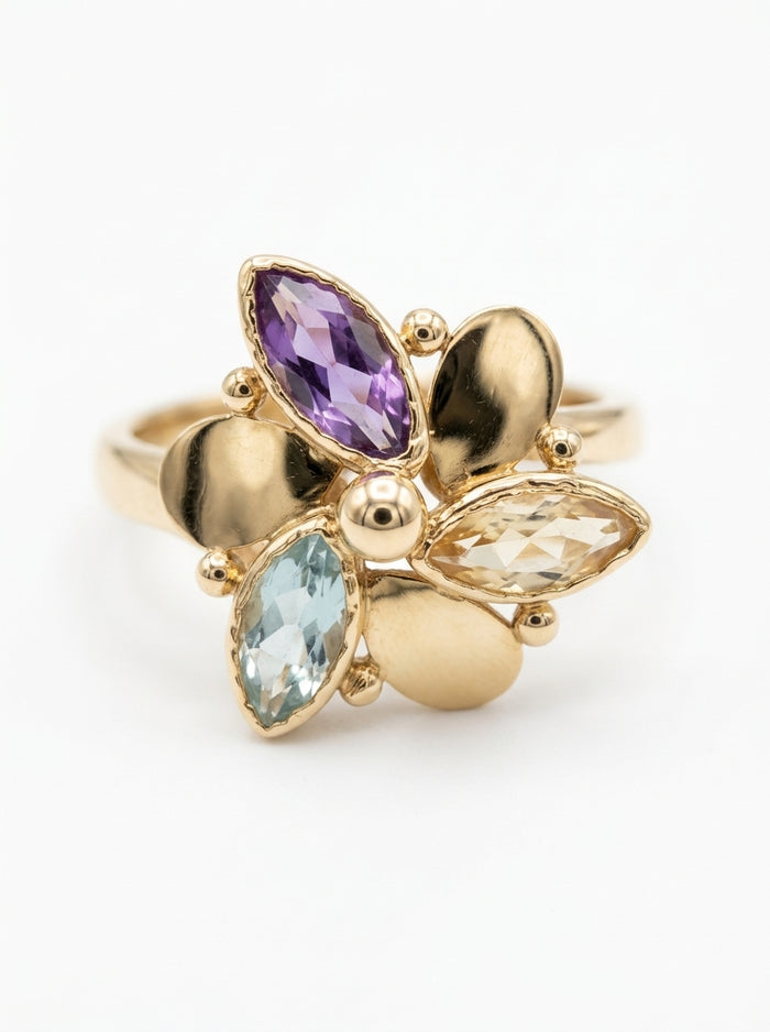Anillo de oro 14k diseño flor Mod 5865