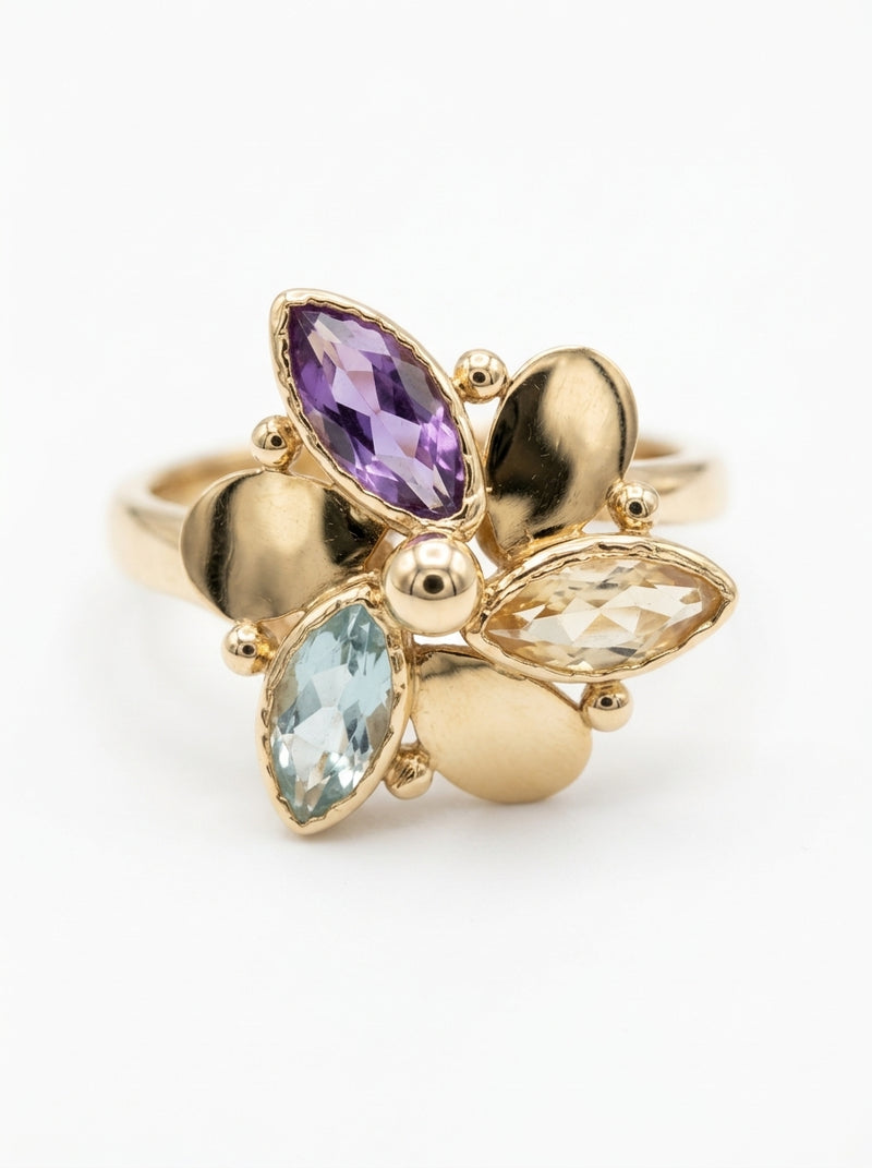 Anillo de oro 14k diseño flor Mod 5865
