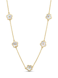 Gargantilla de oro 14k diseño de margaritas de madre perla Mod. LM5286 - 45 cm
