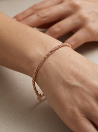 Pulsera de oro rosa 14k tejido popcorn mod 5506 18 cm x 2 mm