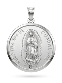 Medalla de oro blanco 14k diseño de la virgen de Guadalupe Mod 5436 - 2.5 cm