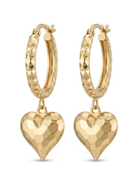 Huggies de oro 14k diseño de corazón diamantado 5613