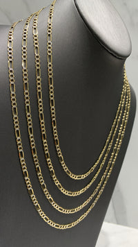 Cadena de oro 14k tejido 3x1 diamantada hueca mod 5827 - 4 mm