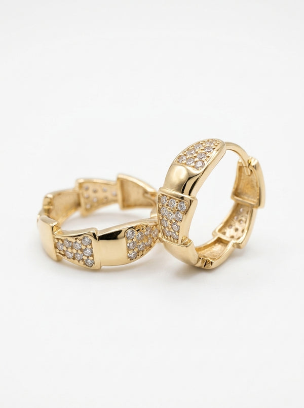 Huggies de oro 14k diseño de serpiente tipo diseñador mod 5958 - 1.5 cm