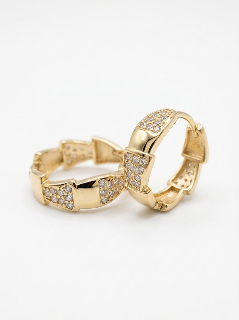 Huggies de oro 14k diseño de serpiente tipo diseñador mod 5958 - 1.5 cm