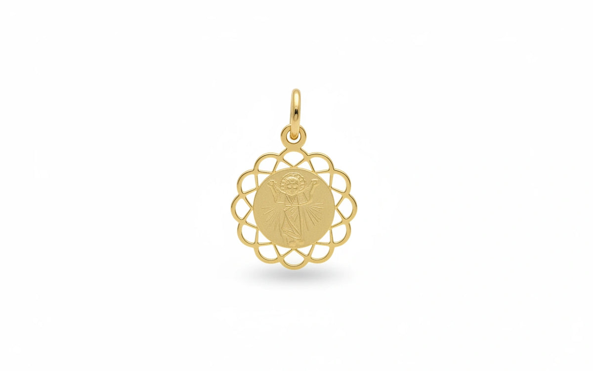 Medalla del niño Jesús a laser en oro Amarillo 14K