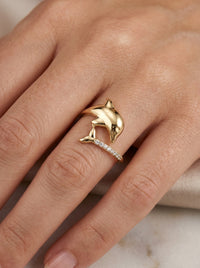 Anillo de oro 10k diseño de delfín Mod 5526