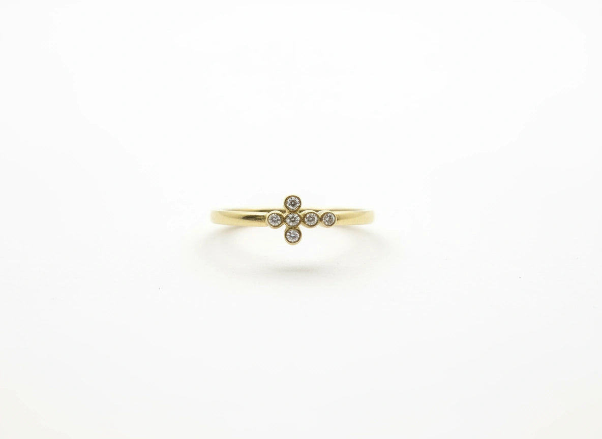 Anillo de cruz con circonias en oro 10k Mod.990