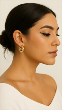 Arracadas de Oro 14k infladas de Diseño Torzal con Grecas mod. 2036