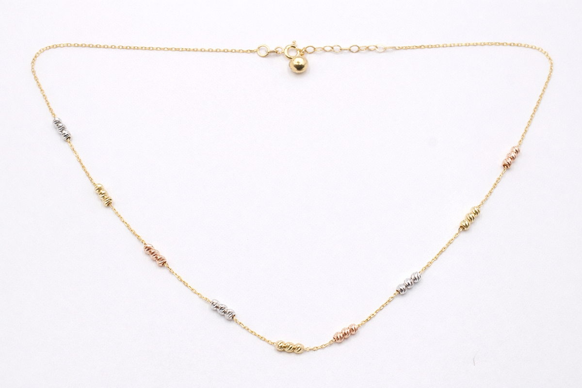 Gargantilla de bolitas de 3 oros 14k