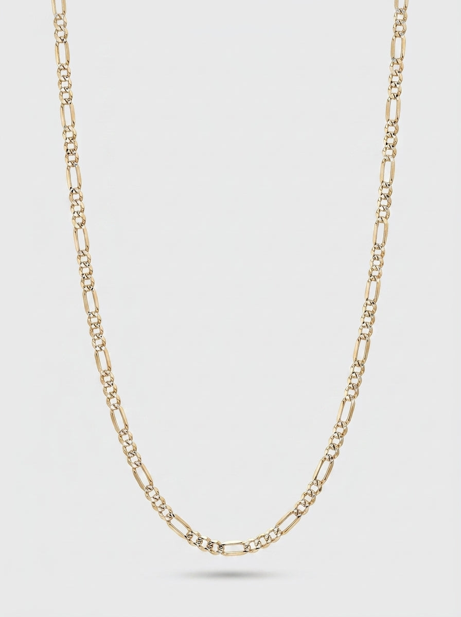 Cadena de oro 14k tejido 3x1 diamantada hueca mod 5828 - 3 mm