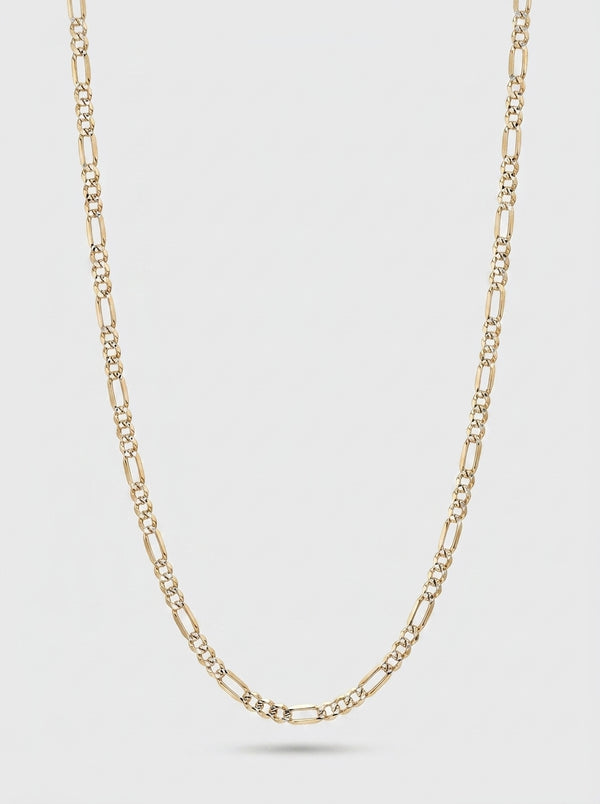 Cadena de oro 14k tejido 3x1 diamantada hueca mod 5828 - 3 mm