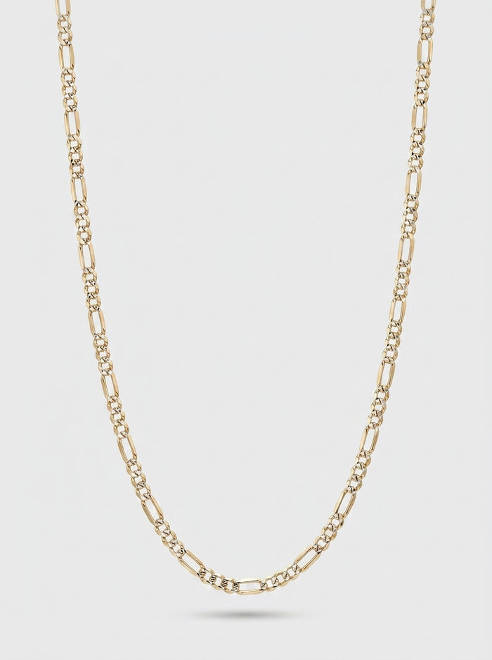 Cadena de oro 14k tejido 3x1 diamantada hueca mod 5828 - 3 mm