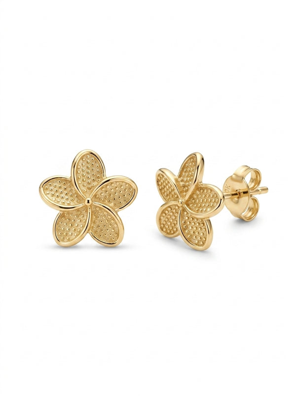 Aretes de oro 10k diseño flor del pensamiento mod 5713