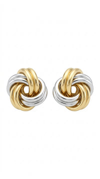Aretes nudo bicolor en oro 14k LM5077 - 1 cm