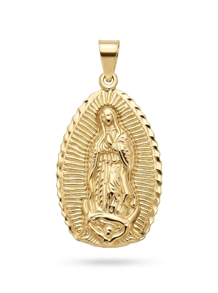 Medalla de oro 10k diseño de la virgen de Guadalupe Mod. LM5383 - 3.5 cm
