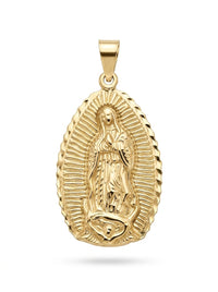 Medalla de oro 10k diseño de la virgen de Guadalupe Mod. LM5383 - 3.5 cm