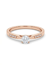 Anillo solitario de oro rosa 14k y diamantes naturales Mod LM5297