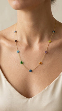Gargantillas de Ojitos Multicolor en Oro 14K Mod. LM5064 - 45 cm