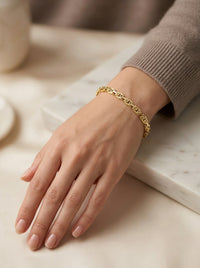 Pulsera de oro 14K con eslabones calados y con acabado diamantado Mod LM5301 - 18 cm