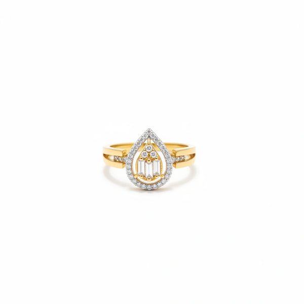 Anillo de gota de oro 14k con circonias blancas Mod.147555