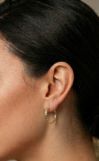 Arracadas ovaladas diamantadas en oro 14k LM5081 - 3 cm