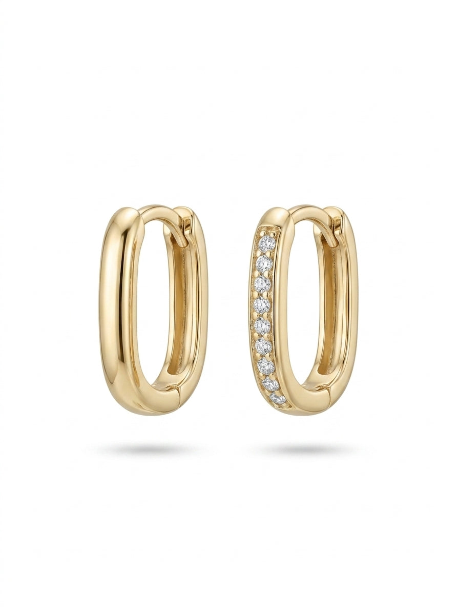Grapas de oro 14k diseño de eslabón pequeño con circonias Mod LM5206