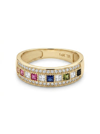 Anillo de oro 14k diseño jardín de luz con circonias mod 5817