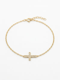 Pulsera de oro 14k diseño de cruz 5600- 18 cm