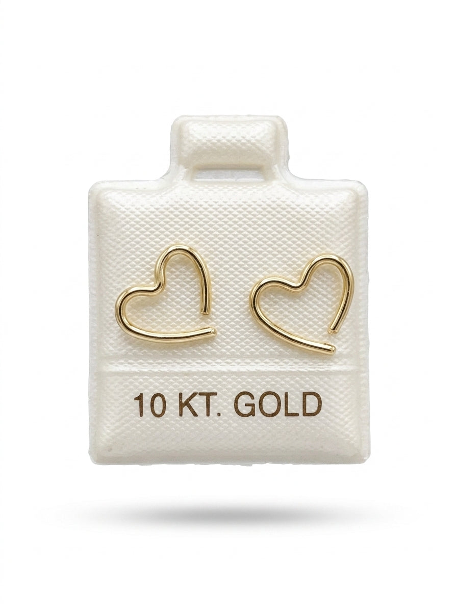 Broquel de oro 10k delgado diseño silueta de corazón (de bolitas) Mod 5677