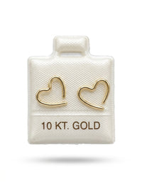 Broquel de oro 10k delgado diseño silueta de corazón (de bolitas) Mod 5677