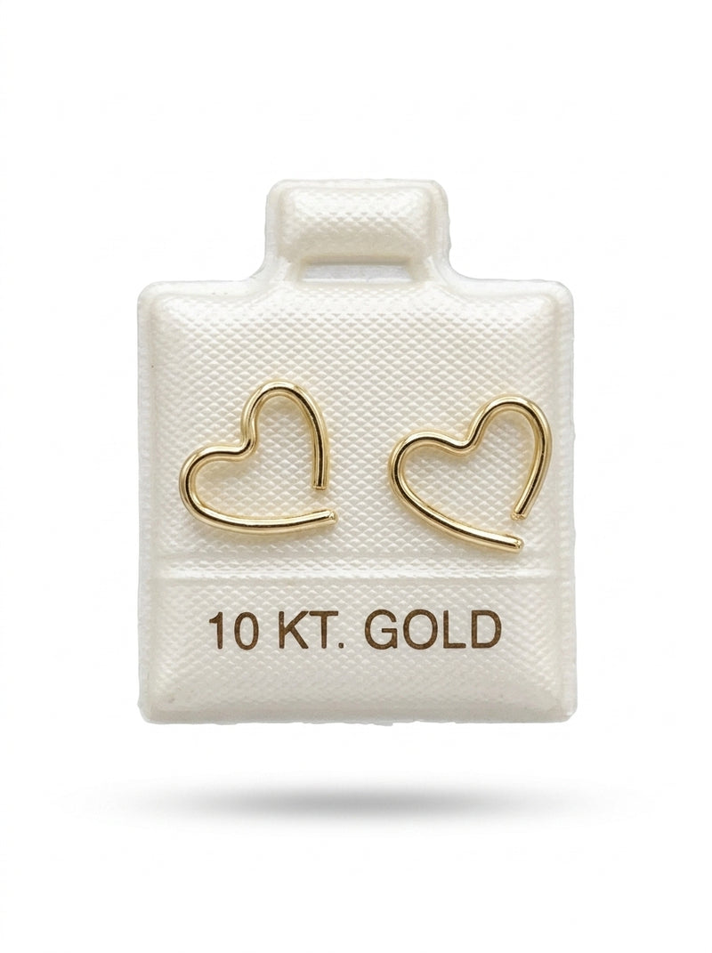 Broquel de oro 10k delgado diseño silueta de corazón (de bolitas) Mod 5677