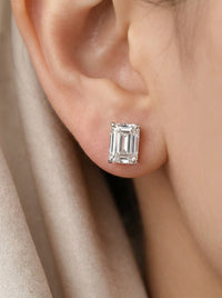 Aretes de oro blanco 18k corte esmeralda de diamante de laboratorio Mod 5478