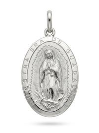 Medalla de oro blanco 14k diseño de la virgen de Guadalupe Mod 5435 - 3 cm