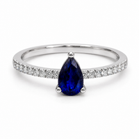 Anillo solitario de oro blanco 18k de diamantes y zafiro naturales Mod LM5299