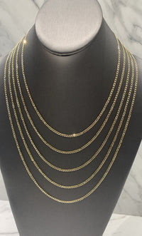 Cadena de oro 14k tejido cubano diamantada sólida mod 5824 - 2 mm