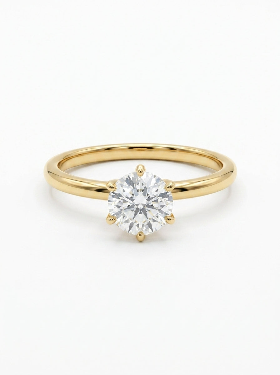Anillo solitario de oro amarillo 14k con diamantes de laboratorio Mod 5484