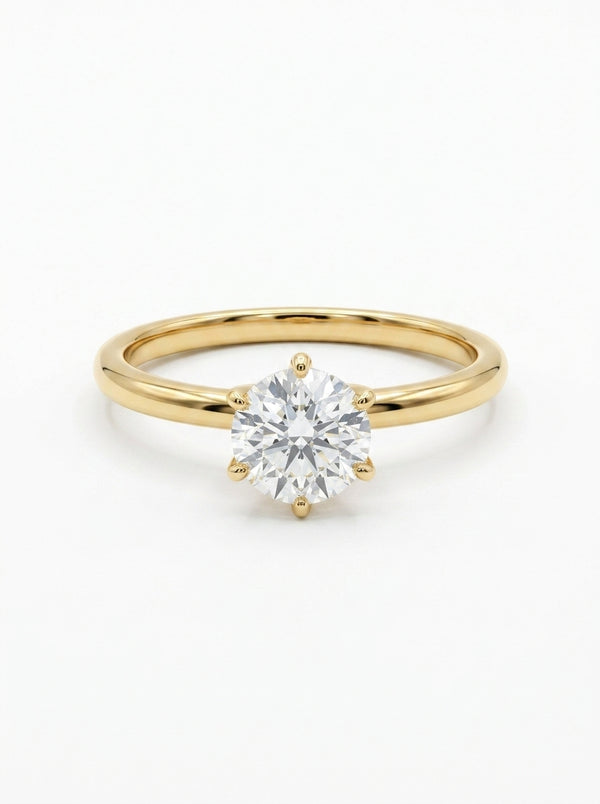 Anillo solitario de oro amarillo 14k con diamantes de laboratorio Mod 5484