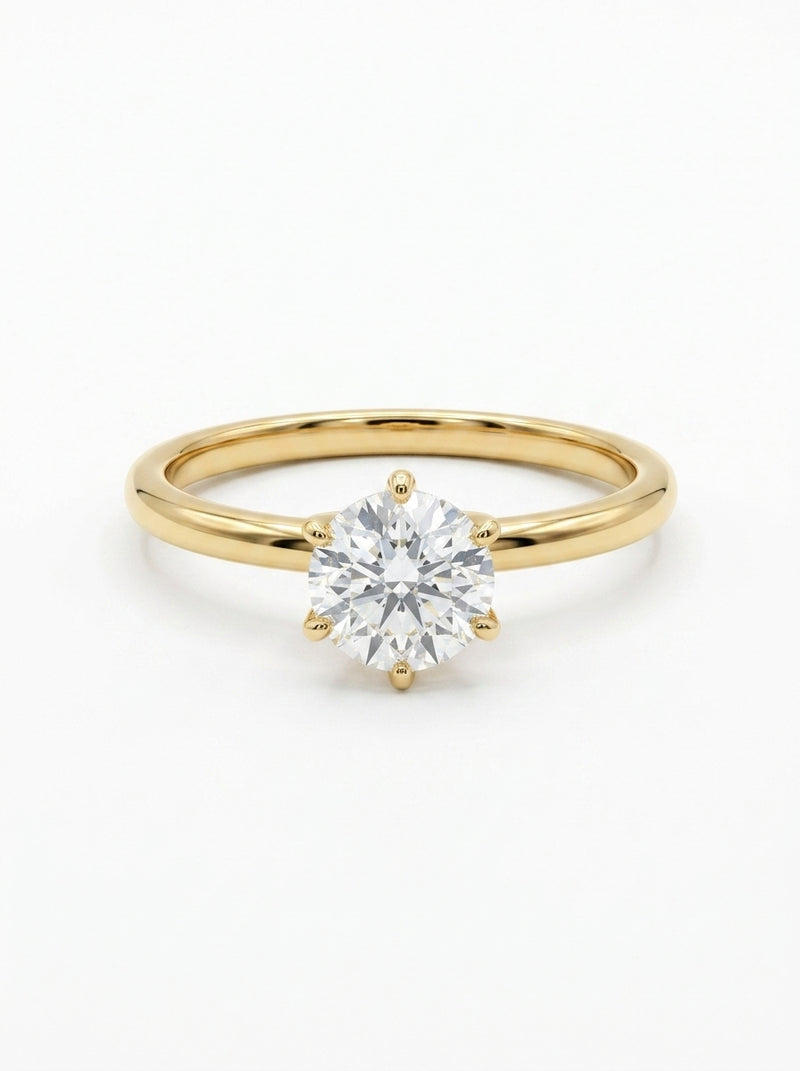 Anillo solitario de oro amarillo 14k con diamantes de laboratorio Mod 5484