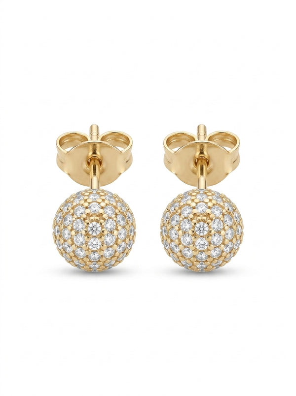 Aretes de oro 14K diseño de bolitas con circonias Mod LM5421