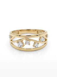 Anillo de oro 14k diseño constelaciones con circonias Mod 5789