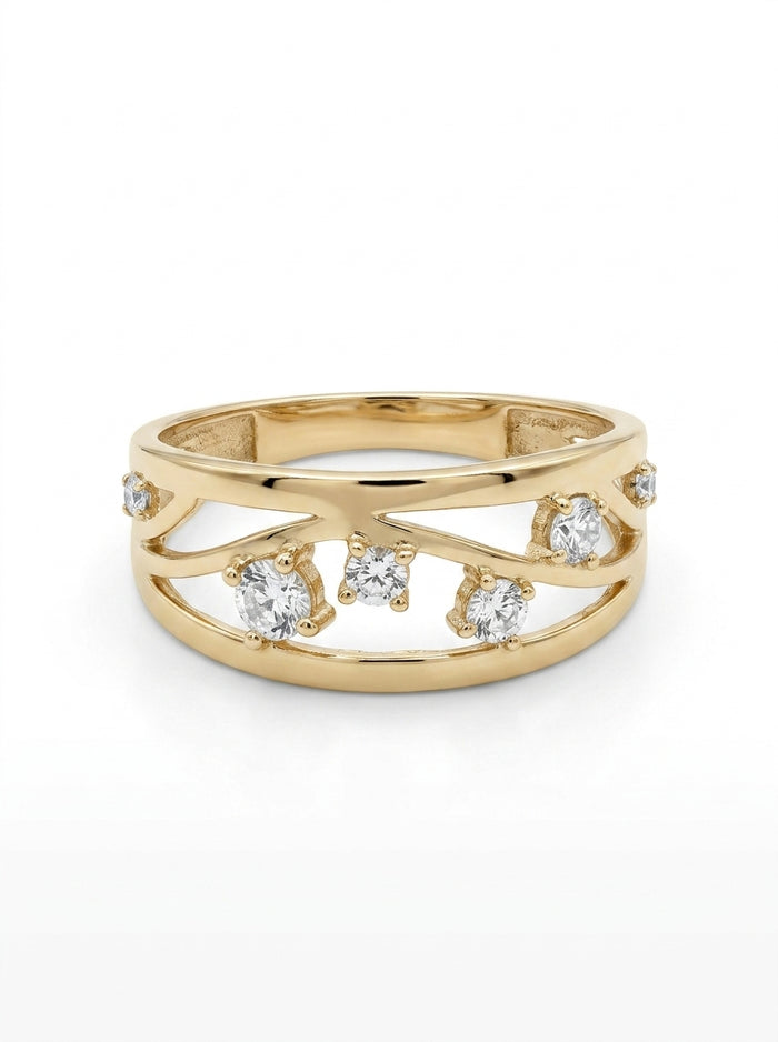 Anillo de oro 14k diseño constelaciones con circonias Mod 5789