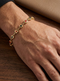 Pulsera de oro de 14k diseño poker modelo 5134 - 21Cm